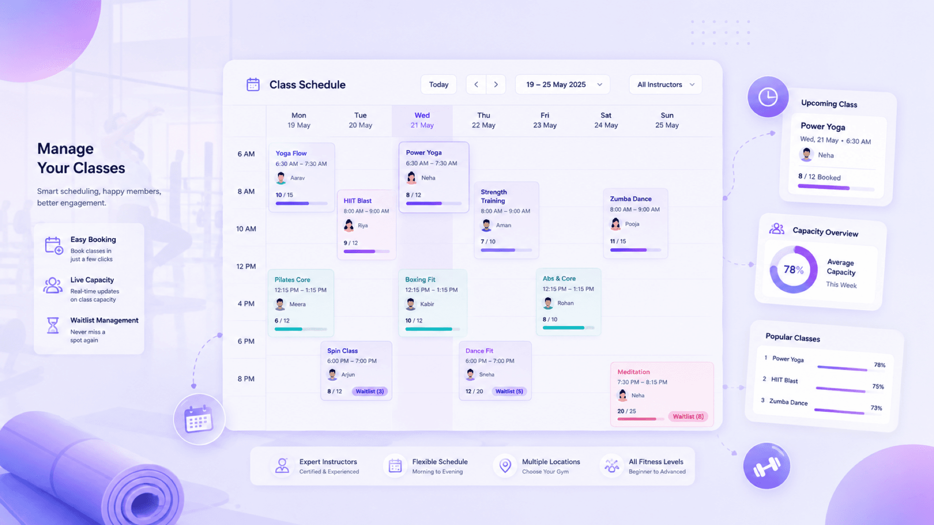 Classes and scheduling interface