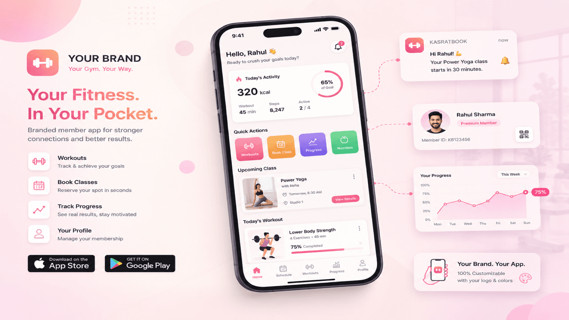 Branded member app interface